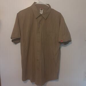 THE NORTH FACE Mens Short Sleeve Casual Beige Button Up Shirt Size L Outdoors